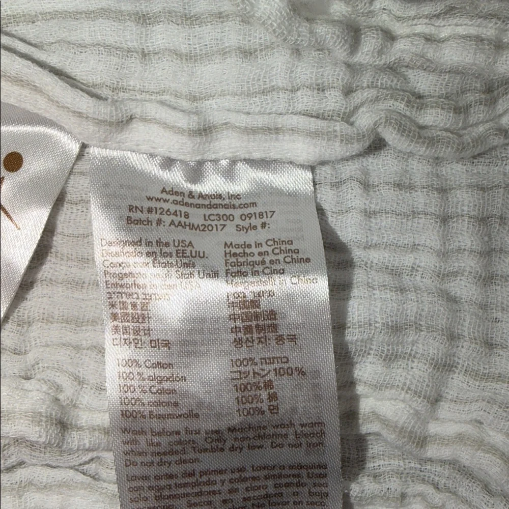 Aden + Anais Baby Blanket Striped Gray Muslin Infant White Label